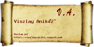 Viszlay Anikó névjegykártya